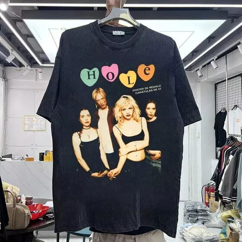 Черная унисекс футболка с дырками и принтом Hole Band, хлопок, для мужчин и женщин, S-4XL