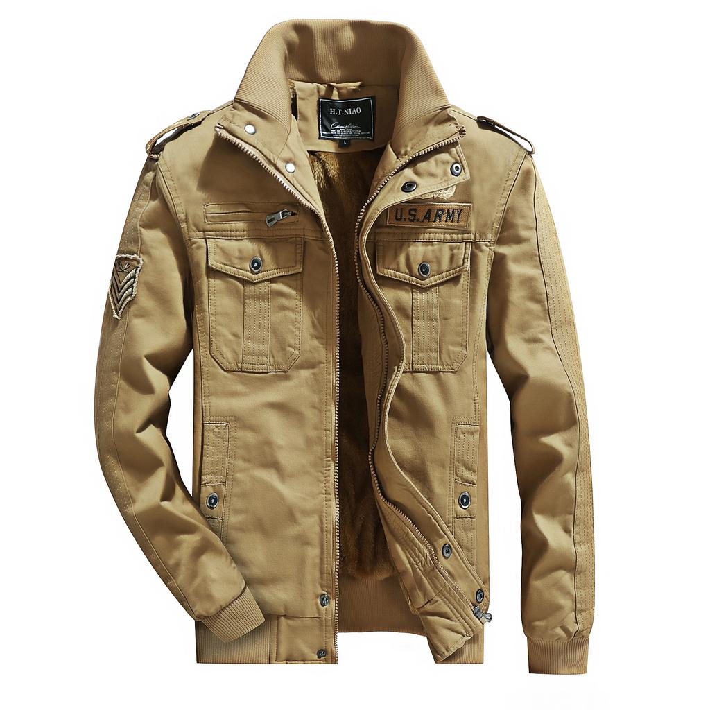 Новая мужская куртка повседневная рабочая одежда для отдыха на открытом воздухе из чистого хлопка плюс бархат утолщенная военная куртка