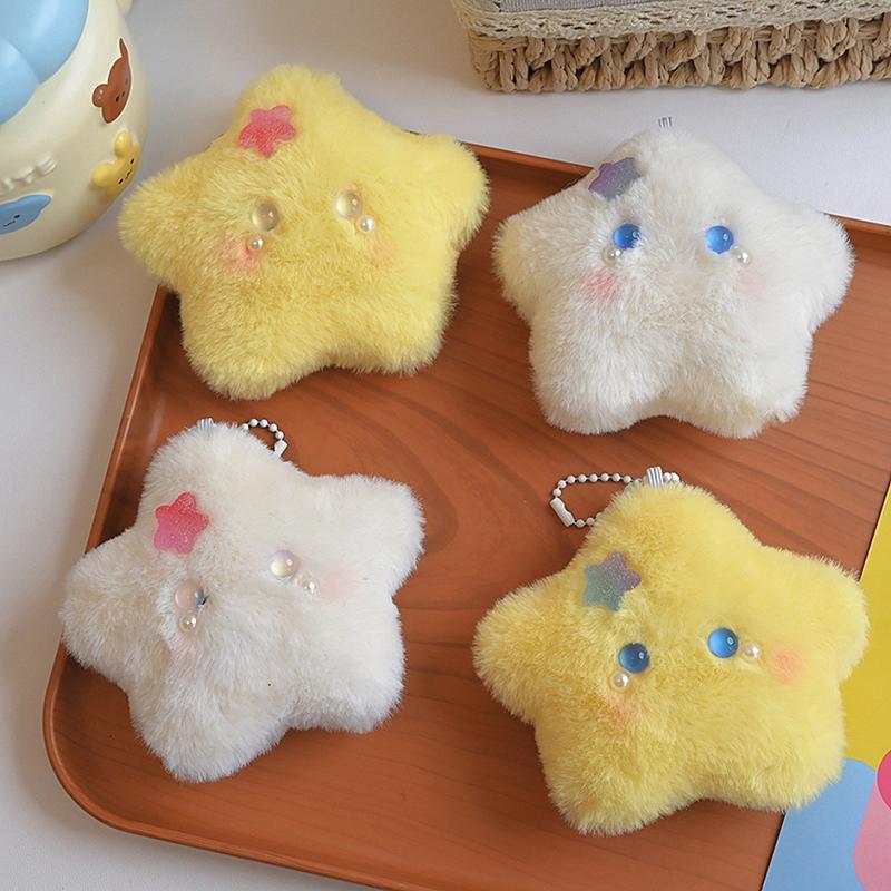 Cartoon Plush Star Squeak Keychain Pendant Cute Star Plush Figure Pendant Exquisite Backpack Decoration Accessories Gifts