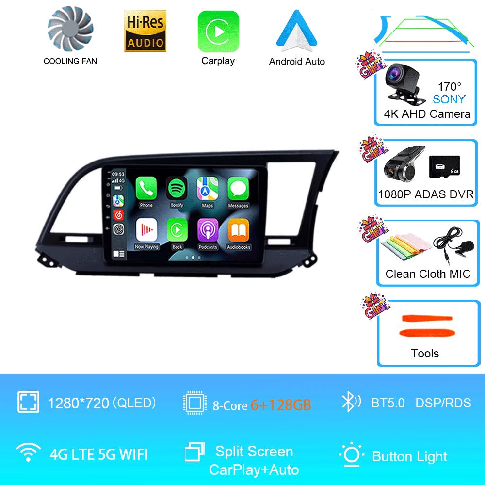 Автомобильное радио Android 14 для Hyundai Elantra 6 2015 2016 2017 2018 Мультимедийный видеоплеер GPS-навигация Разделенный экран DPS 360 камера