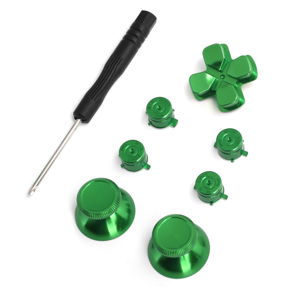 Game Controller Aluminum Alloy Buttons Thumb Stick Set Replacement Parts for PS4Green