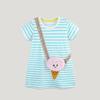 In-Stock Girls' Summer Dress, Short-Sleeved Striped Casual Dress with Bag for Toddlers, Breathable Summer Dress for Babies