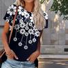 Женская летняя футболка с белым цветочным принтом в стиле ретро, футболки с коротким рукавом, повседневные топы с принтом