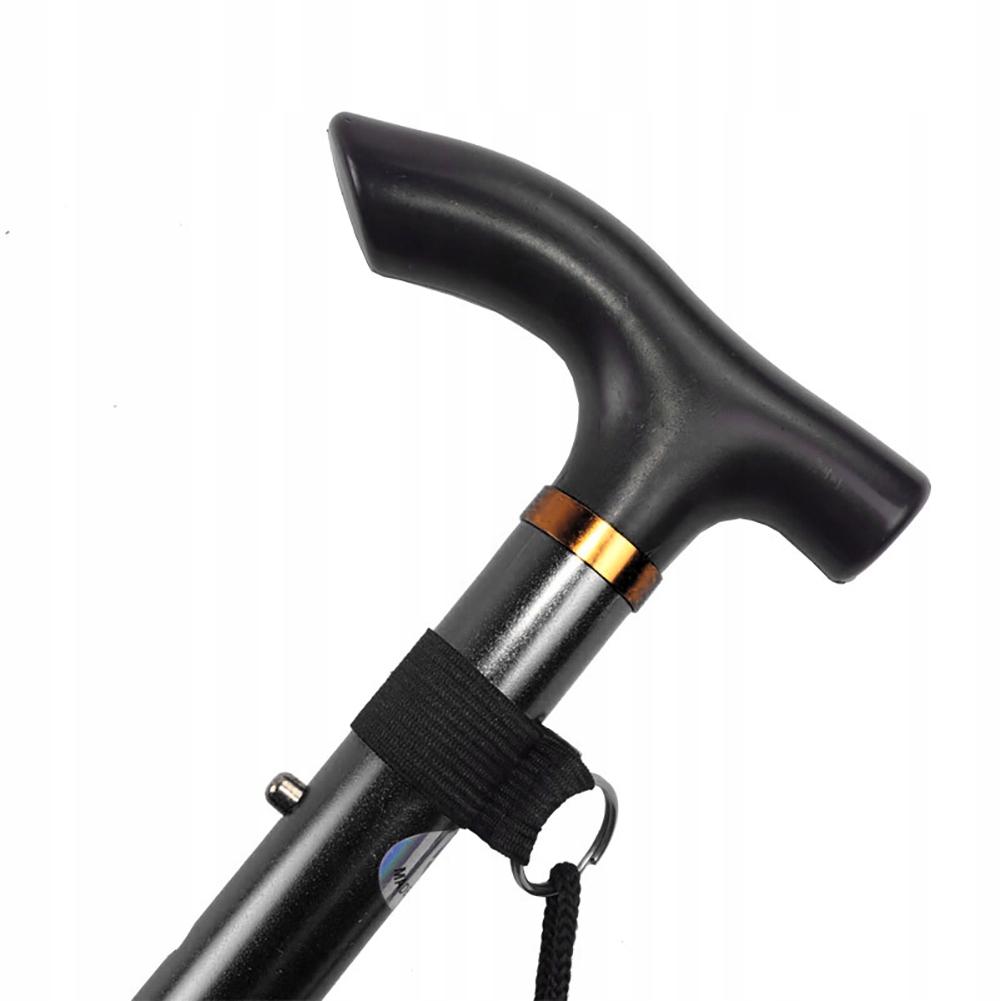 Folding walking stick, adjustable height, aluminum, black