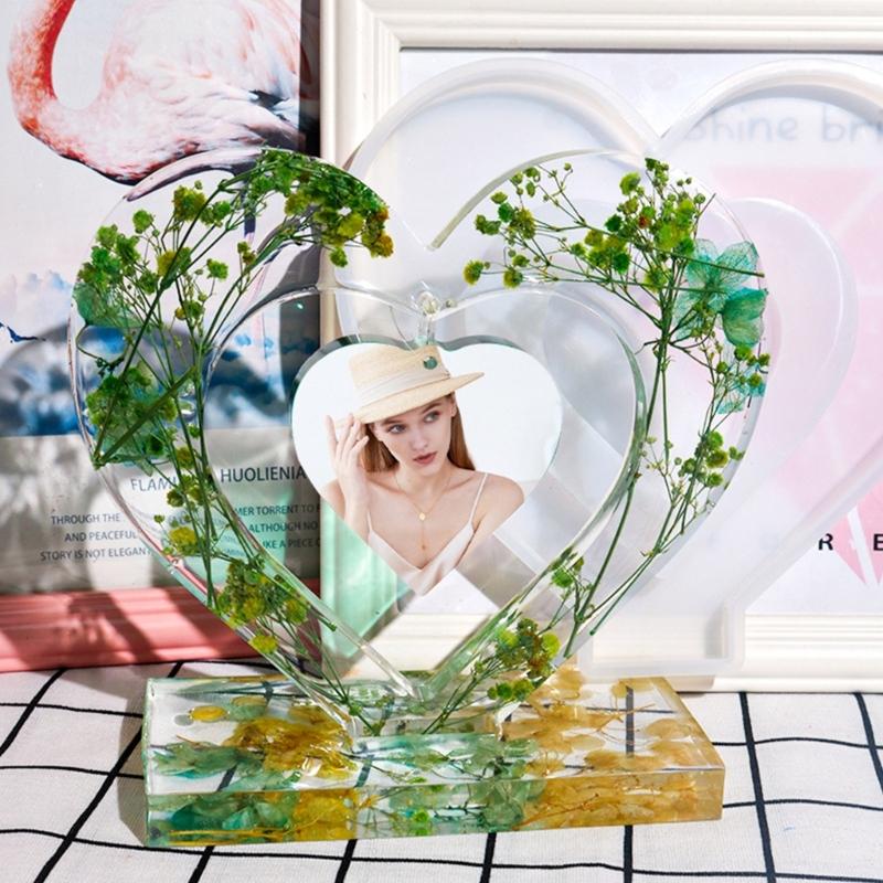 Силиконовая форма для фоторамки в виде сердца DIY Поделки Формы для заливки эпоксидной смолой Украшения Цветная цепочка Инструмент для изготовления ювелирных изделий Поставка