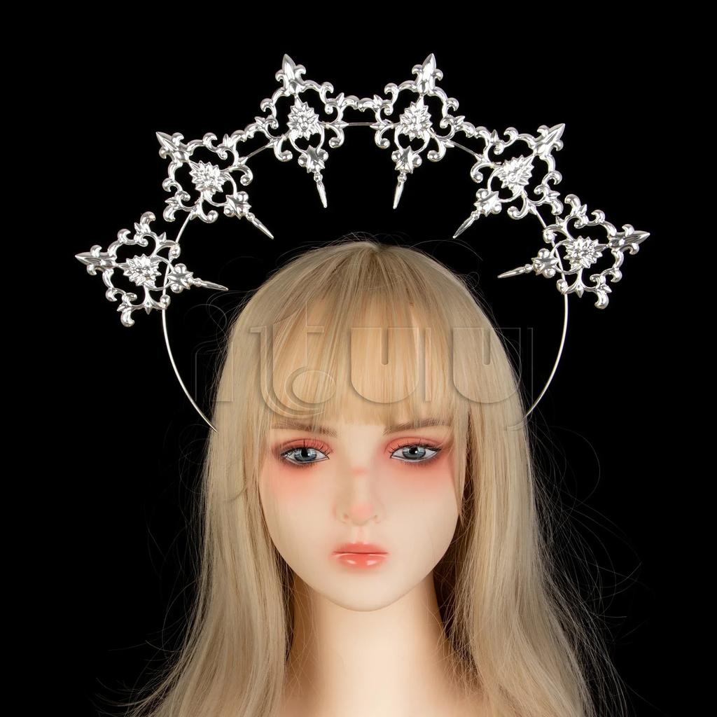 Halo Crown Headpiece Gothic Lolita KC Headdress Angel Feather Wings Halo Goddess Headband Headdress Accessories