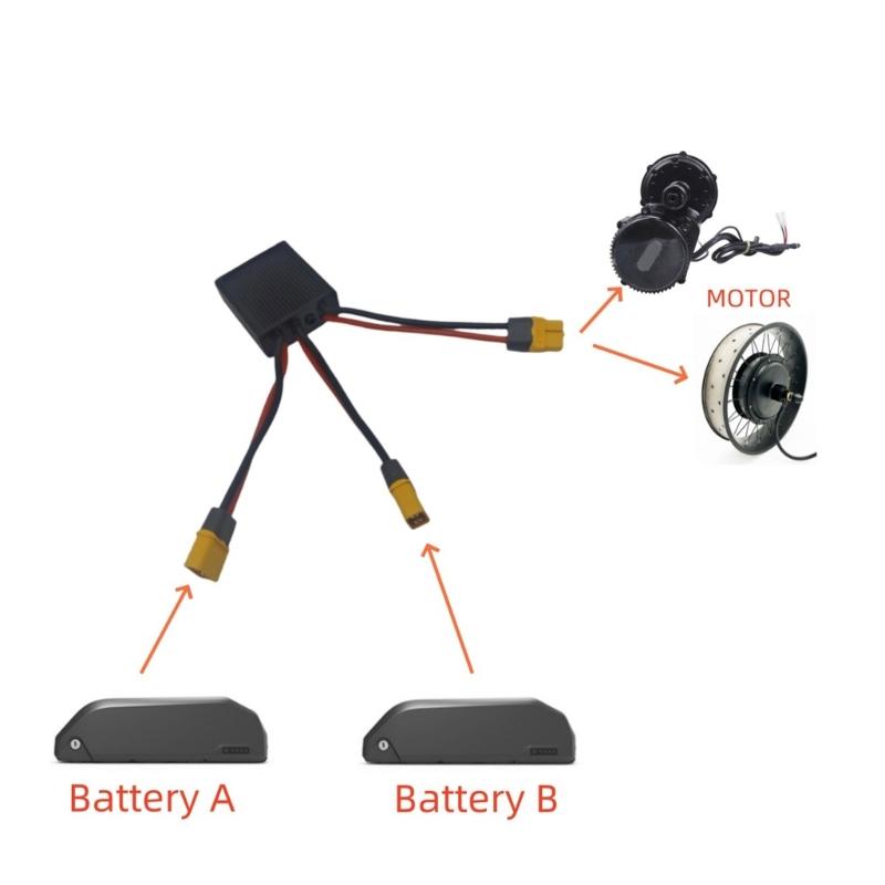 Электрический модуль параллельного подключения двойной батареи Преобразователь разряда батареи для электровелосипеда Двойной аккумуляторный блок Переключатели Балансир
