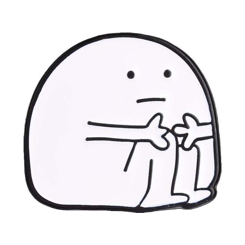 Hug Yourself Enamel Pins Simple Minimal Cartoon Character Brooch Lapel Badge Self-love Jewelry Accessory Gifts For Friends