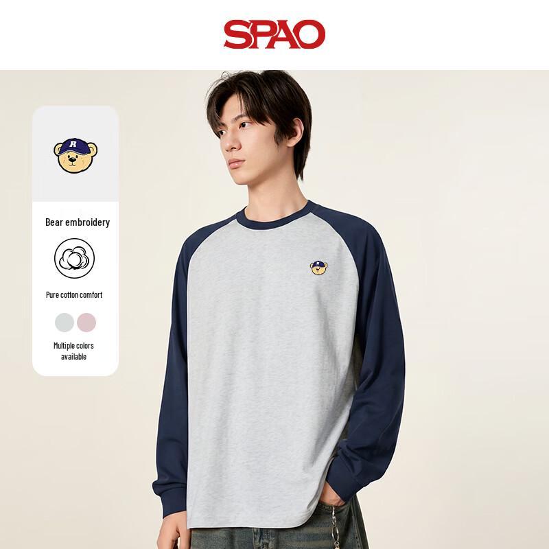 Мужская футболка с длинным рукавом SPAO с вышивкой мишки
