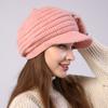 Осень и Зима Женская Новая Полосатая Вязаная Кепка с Пиком Плюс Бархатное Утепление Для Сохранения Тепла и Защиты от Холода Модная Шерстяная Шляпа Берет