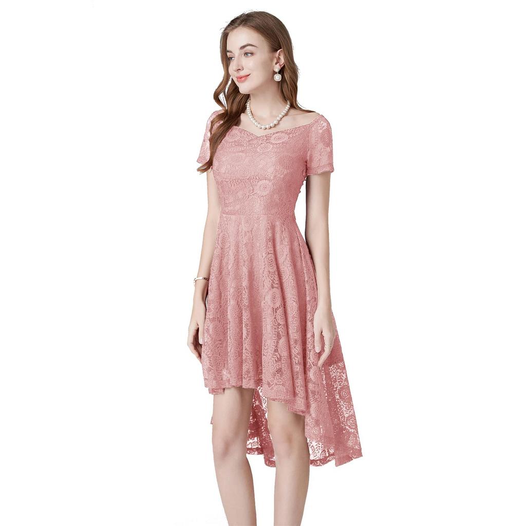 Женское вечернее платье миди, кружевное платье с вырезом в форме сердца, высокие и низкие подолы, ретро-платья, бальное платье для выпускного вечера, свадебные наряды подружки невесты
