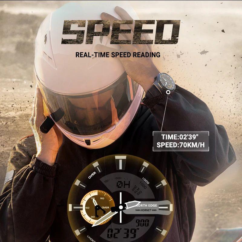 NORTH EDGE Мужские цифровые часы HORNET, спортивные часы для бега, велоспорта, водонепроницаемые, 50 м, с подсветкой мирового времени, наручные часы