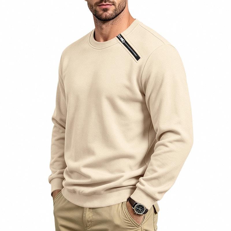 Men S Fleece Lined Round Neck Long Sleeve Pullover Sweatshirt