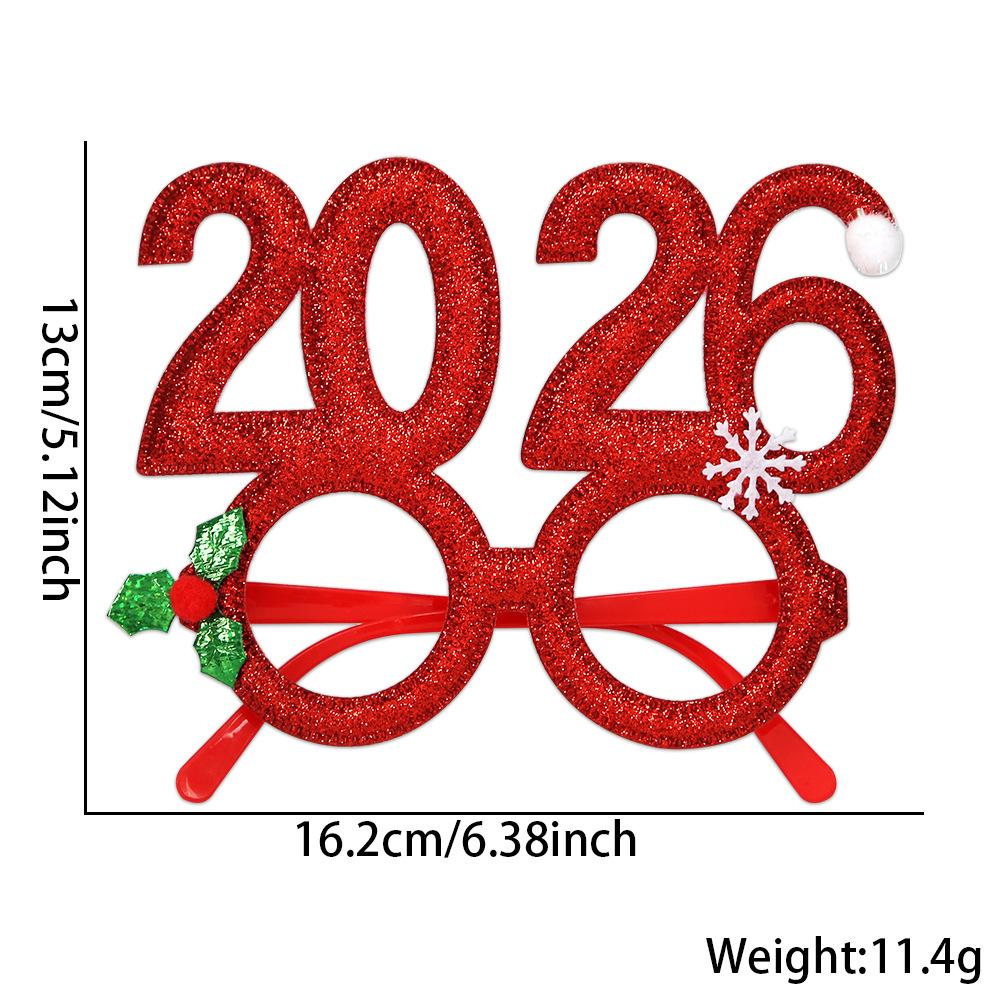 1PC Christmas Glitter Party Glasses Frames with 2026 Designs Decorations Accessories for Christmas Party Favors Holiday Favors