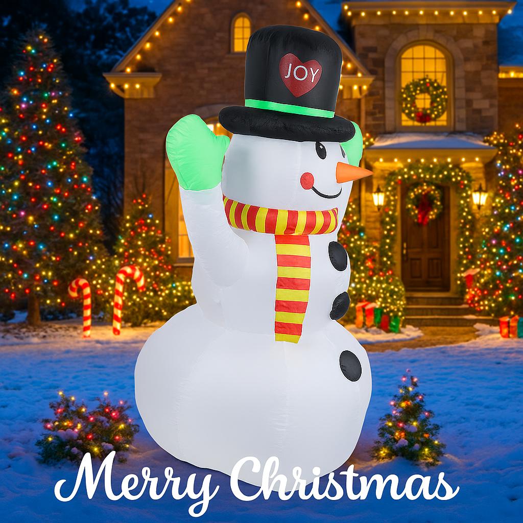 7.22FT Christmas Inflatable Toys Xmas Yard Lawn Decoration Scarf Snowman Home Supplies Ornaments Festive Gifts with LED Light