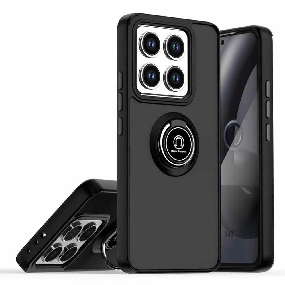 Держатель брони Funda для Xiaomi 14T Pro Чехол Полупрозрачный Матовый Чехол-подставка с кольцом Защитная задняя крышка для Xiaomi 14T Противоударная Capa
