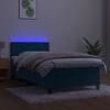 Vidaxl Łóżko Kontynentalne, Materac I Led, Niebieski Aksamit 90X190 Cm