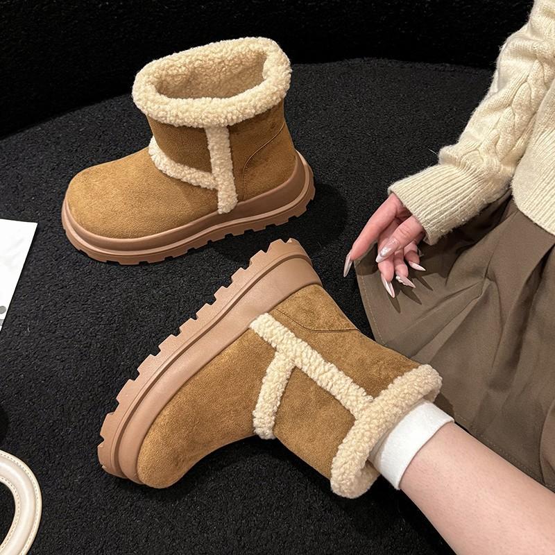 Fleece boots new cotton winter northeast cotton shoes medium tube fashion fluffy warm thickened retro snow boots women