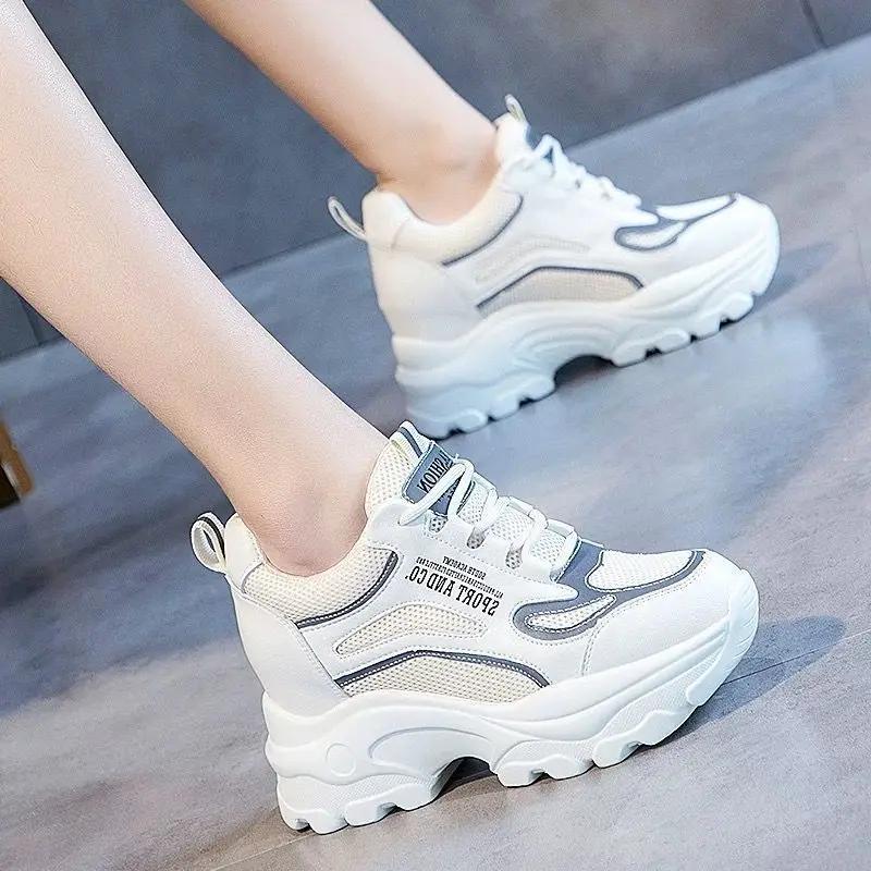 Women's Versatile Thick-soled Height-increasing Casual Trendy Shoes For Autumn Spring Inner Height Increase Sports Shoes