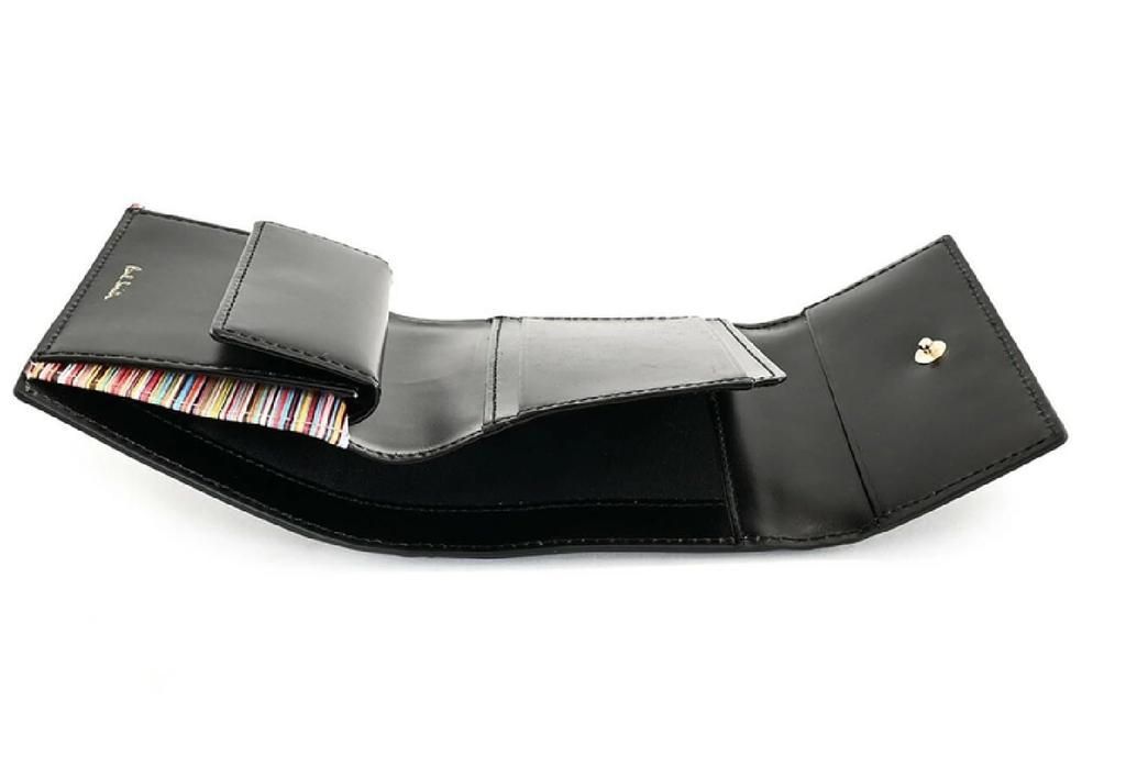 Paul Smith Leather Luxe Shine Black Men's Tri-fold Wallet,
