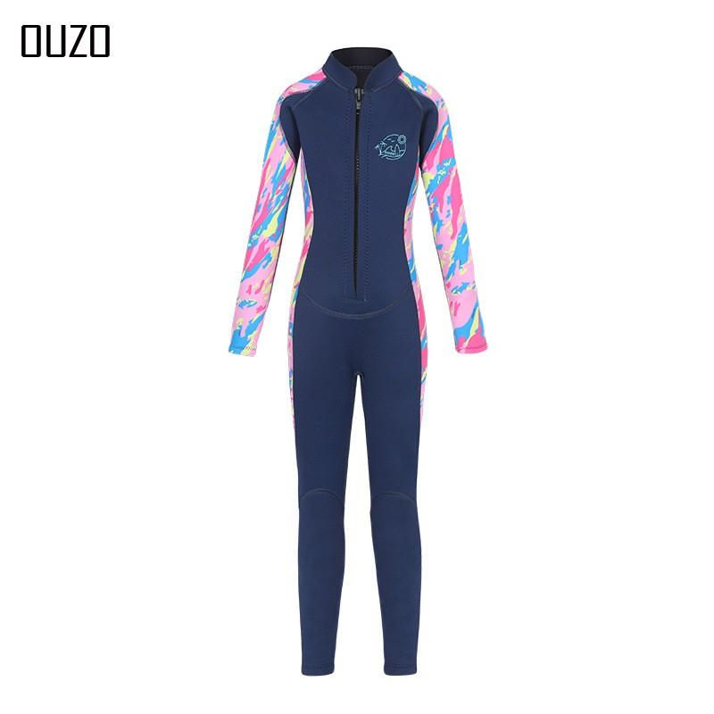 2.5mm Kids Long Sleeve One Piece Wetsuit UV Protection Warm Surfing Snorkeling Diving Suit Boys Girls