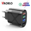 VAORLO 48 Вт, 3 USB + PD, 4 порта, зарядное устройство, дорожная зарядная головка, 2,4 А, быстрая зарядка, USB-зарядное устройство с вилкой европейского стандарта, США, Великобритании для устройств