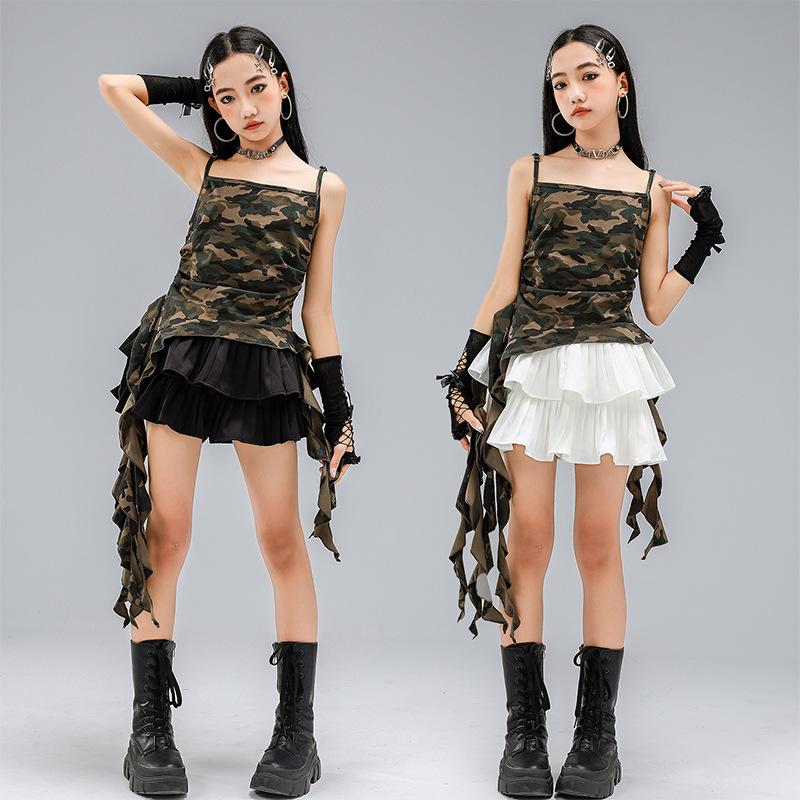 Girls' Hip Hop Jazz Dance Costume - Trendy Short Sleeve Practice & Performance Wear