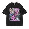 JOJOs Bizarre Adventure Гиро Цеппели Футболка Мужская Винтажная Стиранная Оверсайз Футболки Японское Аниме Футболки Уличная Одежда Хлопковые Топы