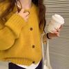 Женский вязаный кардиган в корейском стиле, шерстяной, конфетных цветов, с круглым вырезом, осенне-зимний