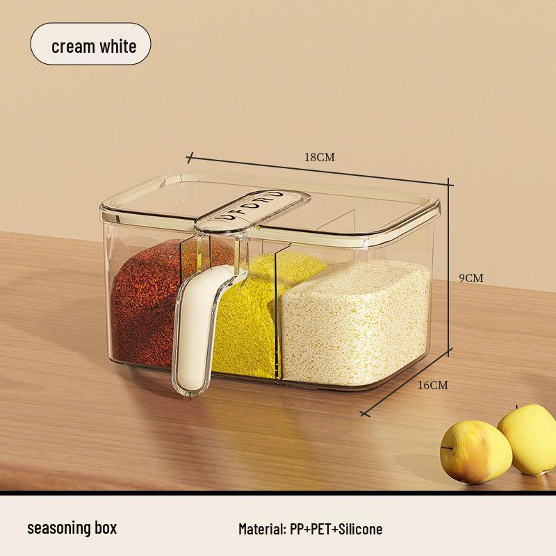 Высококлассная кухонная емкость для приправ: Интегрированные баночки для специй 4-в-1 для соли, сахара и глутамата натрия