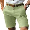 Men Shorts Mid-rise Buttons Zipper Fly Solid Color Shorts with Pockets Straight Leg Summer Casual Shorts Daily Wear