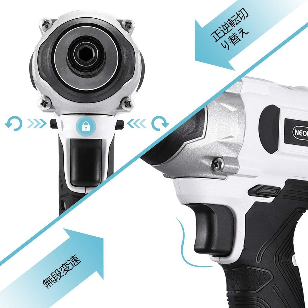 Impact Driver Cordless Impact Driver NEODIT Impact Driver 20V 2000mAh Large Capacity Battery Storage Case DIY Electric Screwdriver - 160N m