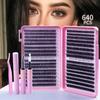 640PCS D Curl DIY Lash Clusters Set 30-60P Individual Lashes Mixed Tray Lashes Kit  At Home Makeup