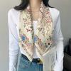 Elegant Floral Print Square Scarf for Women Soft Polyester Versatile Fashion Accessory for Casual Outings