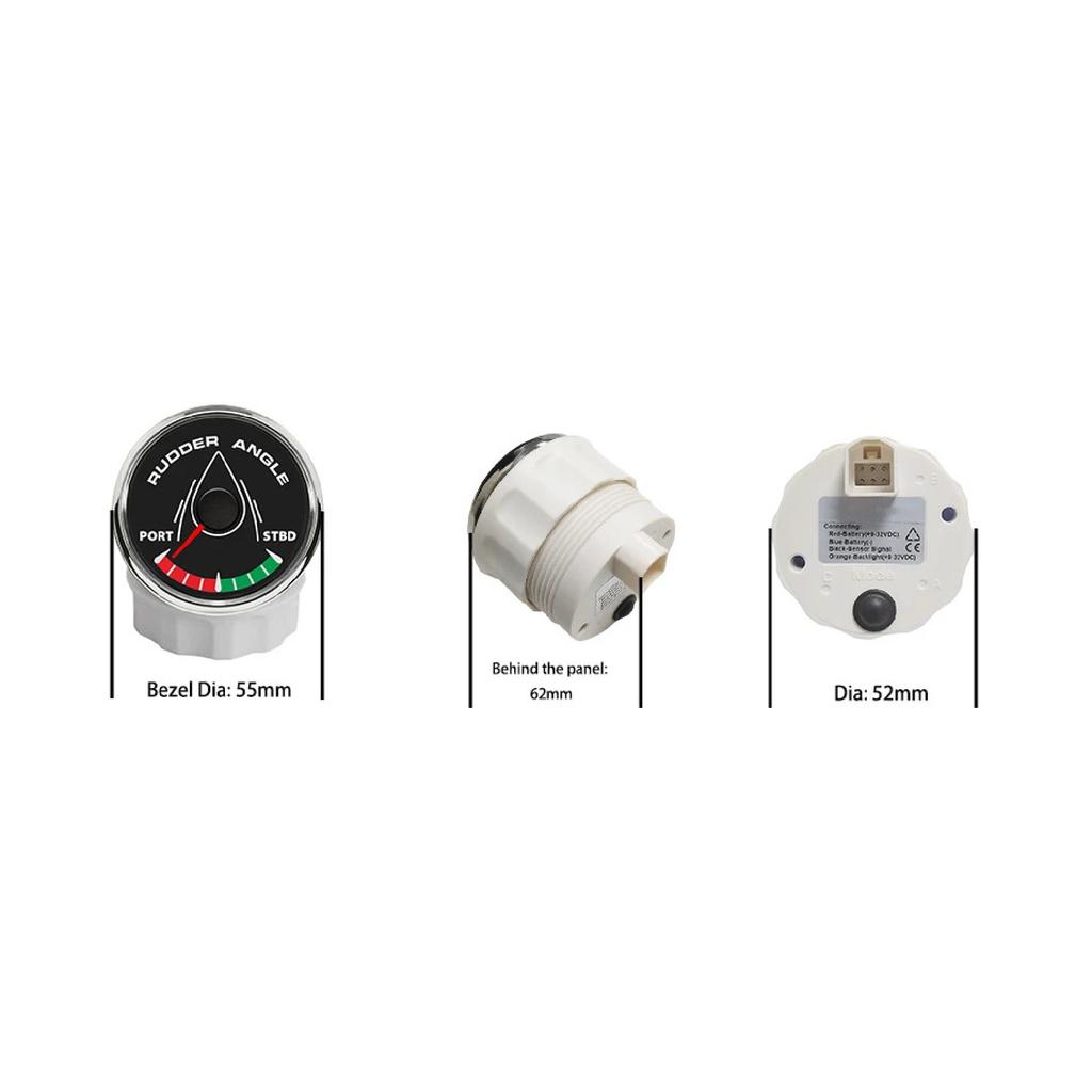 Newest Boat 52mm Rudder Angle Gauge Meter Signal 0-190ohm with 8 Colors Backlight for Ship Yacht Vessel 9-32V