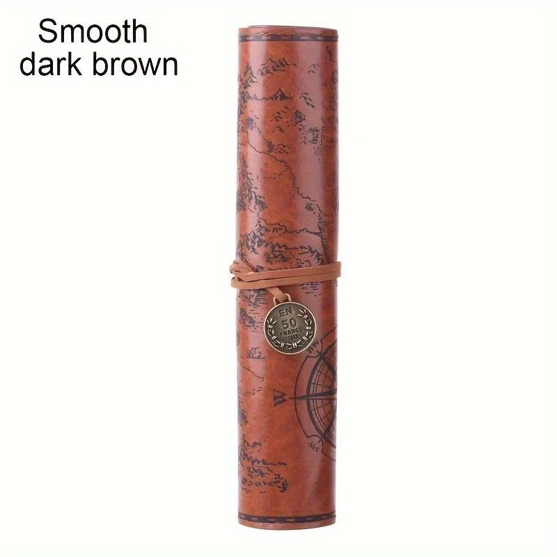 Creative Treasure Map Storage Pen Case, Simple Retro Faux Leather Large-capacity Pen Roll Case, Home & School Office Supplies.
