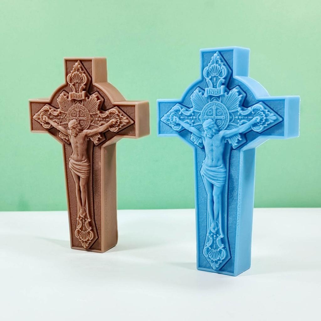 3D Virgin Candle Silicone Mold Cross Resin Molds DIY Aromatherapy Candle Making Gypsum Mold for Religious Enthusiasts