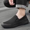 Fashion Retro Knitted Mesh Casual Shoes Lightweight Casual Shoes Breathable Slow Walking Shoes  Mens Black LoafersMale Sneakers