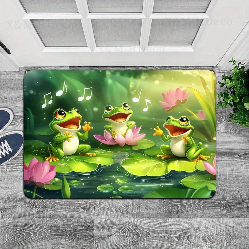 VIKAMA Cartoon Singing Frogs Printed Rug Gaming Room Mat Bathroom Rug Kitchen Mat Living Room & Bedroom Rug Home Decor