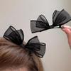 2PCS Three Dimensional Mesh Bow Hairpin, Sweet Super Fairy Black Side Clip Headdress Duck Beak Clip
