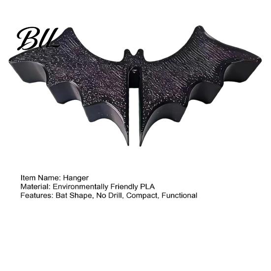 Easy Assembly Glass Hanger 3D Printed Bat Hook for Shower Door, No Drill Snap Creative Storage on Clip Hanger, Gothic Bathroom Towel Loofah