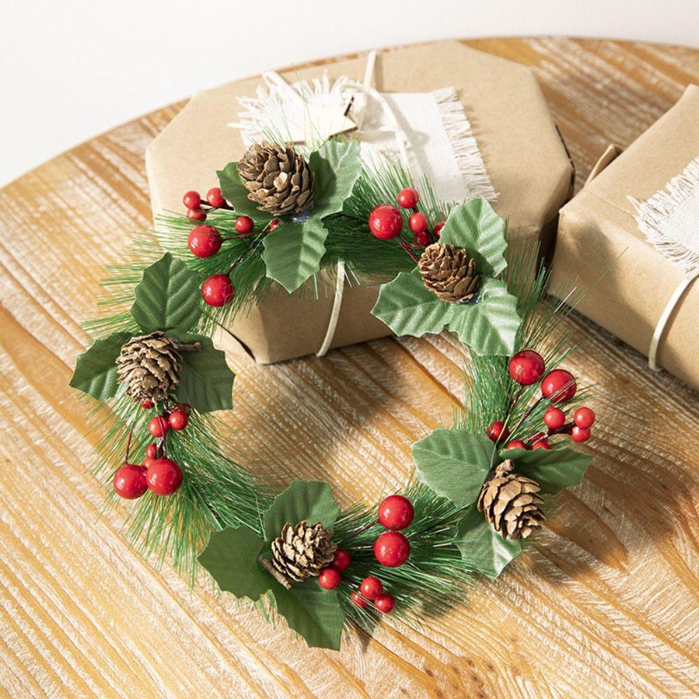 Pinecone Christmas Garland Artificial Flower Candlestick Wreath Christmas Decor