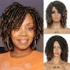 Synthetic Curly Braided Wigs for Women Locs Crochet Twist Hair Short Afro Wig Ladies Dreadlock Wig Ombre Auburn Daily