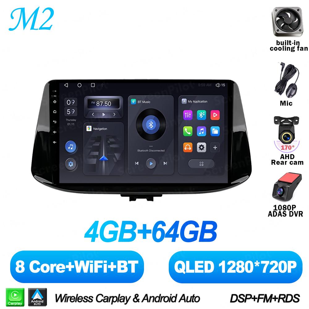 Android 16 For Hyundai i30 2017-2021 Car Radio Stereo Head Unit Multimedia Video Player GPS Navigation 2K QLED 9 Inch 5G 8 Core