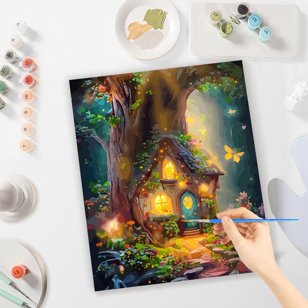 RUOPOTY Рамка для рисования по номерам для взрослых, стартовые наборы, лес, персонализированная подарочная краска с номерами для домашнего декора, 40x50 см