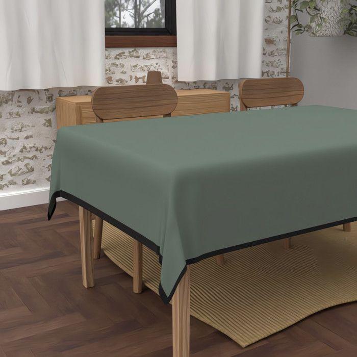 Rectangular Stain-resistant Tablecloth In Washed Microfibre 160x270 Cm BOHEME Khaki, by Soleil d'Ocre