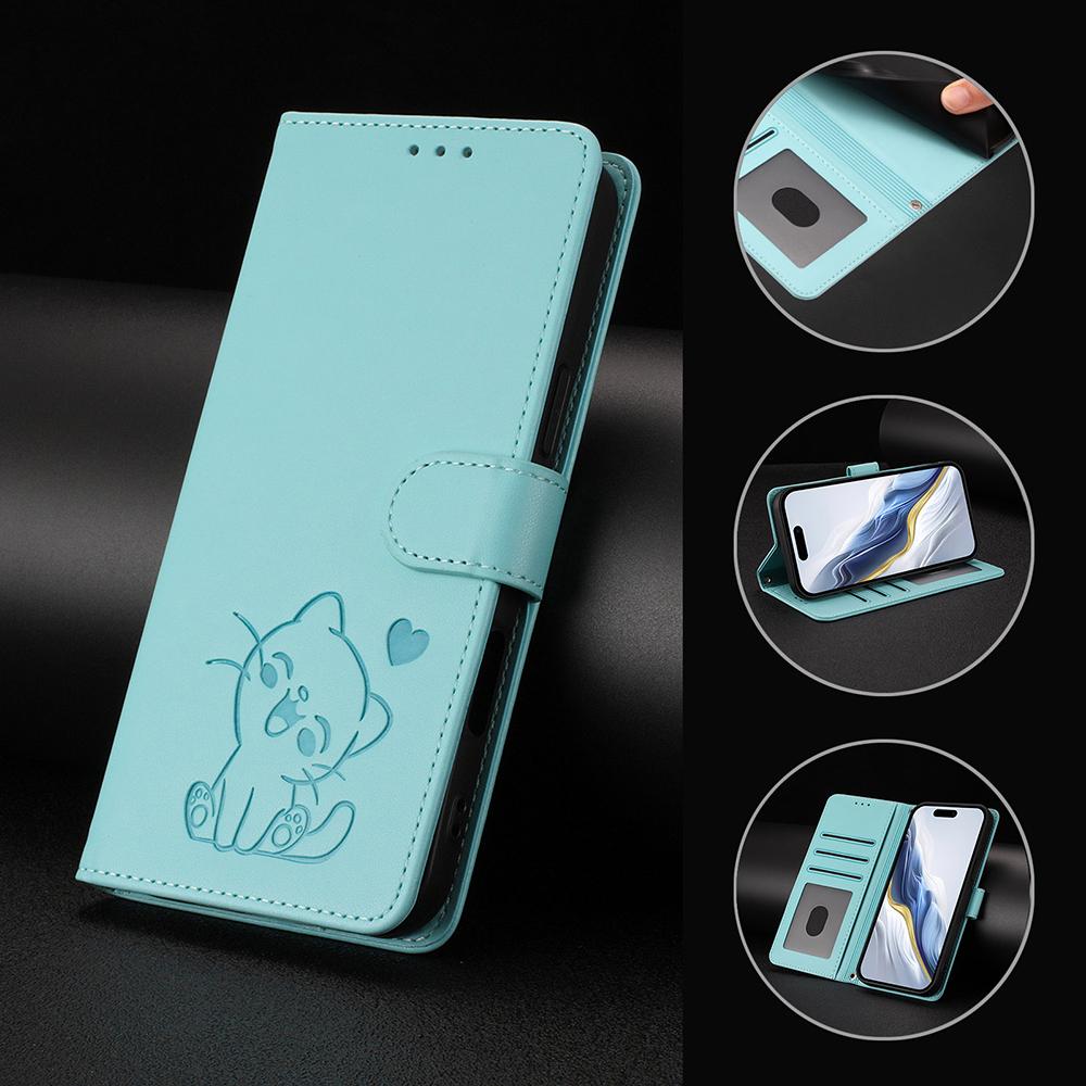 Милый кожаный чехол-кошелек с кошкой для Xiaomi 15S Pro 14T 13T Poco M6 Plus X6 Neo C65 C61 Redmi Note 13 13C 13X A4 A3 A3X Чехол для телефона