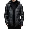 Hooded Down Jacket Men's Winter New Men's PU Leather Down Jacket Coat Warm Thickened Leather Jacket Leather Coat