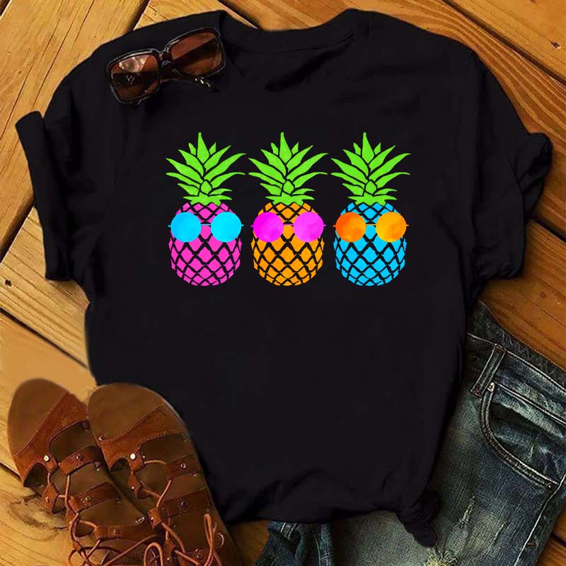 Maycaur Tee Women T-shirt Summer Short Sleeve Avocado Print Clothes Fashion Cartoon Fruit Graphic T Shirt Kawai Female Tops TEE