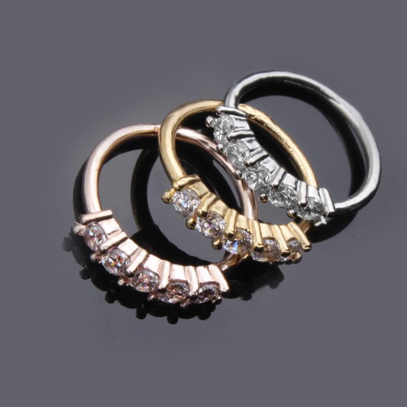 Модные кристаллы со стразами из нержавеющей стали, обруч для пирсинга носа, кольцо, ювелирное изделие, подарок